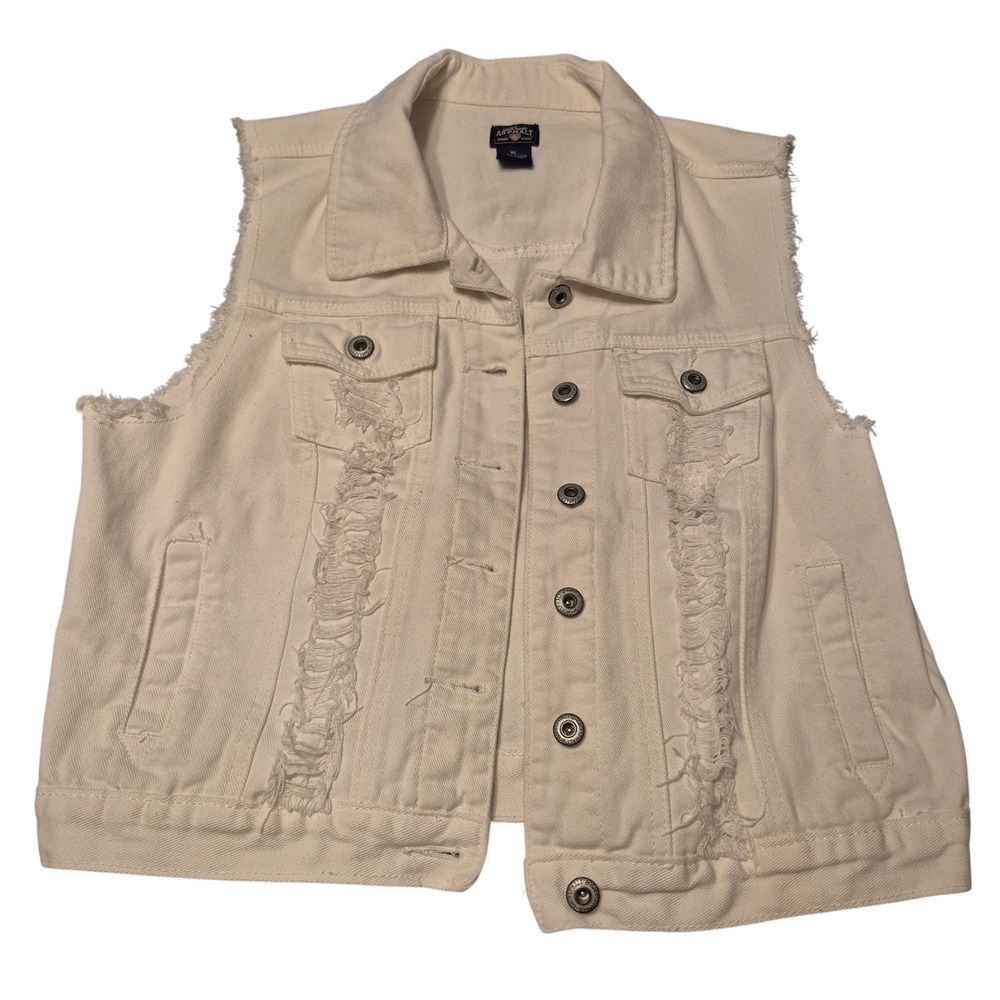 Blue Asphalt Size XL  Distressed Bleached Cropped 100% Cotton Denim Vest